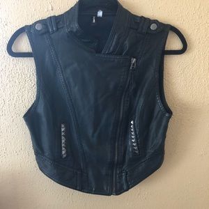 Blackheart Faux Leather Studded and Cropped Vest